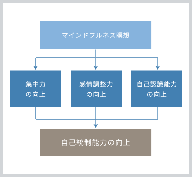 マインドフルネス瞑想 集中力の向上、感情調整力の向上、自己認識能力の向上 自己統制能力の向上