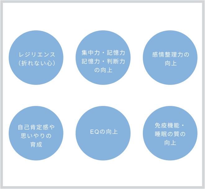 マインドフルネス瞑想 集中力の向上、感情調整力の向上、自己認識能力の向上 自己統制能力の向上